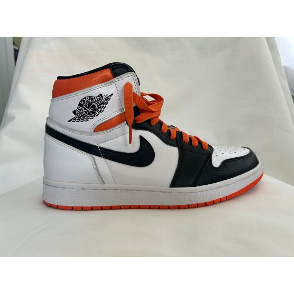 Air Jordan 1 Retro High OG Electro Orange Black White Leather Sneakers Size 8
